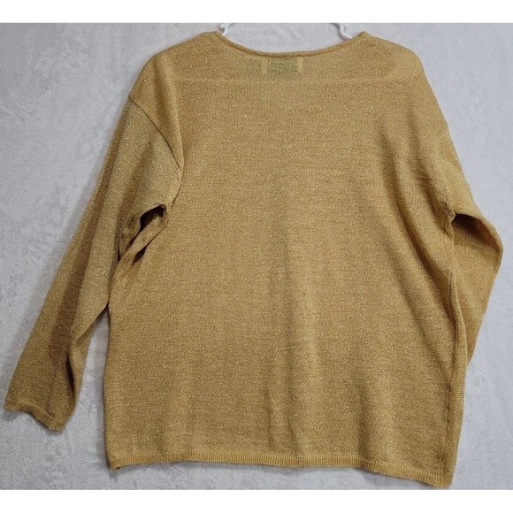 VTG Shenanigans Women's Gold Long Sleeve Button Front Sweater Cardigan Size M - Picture 8 of 14